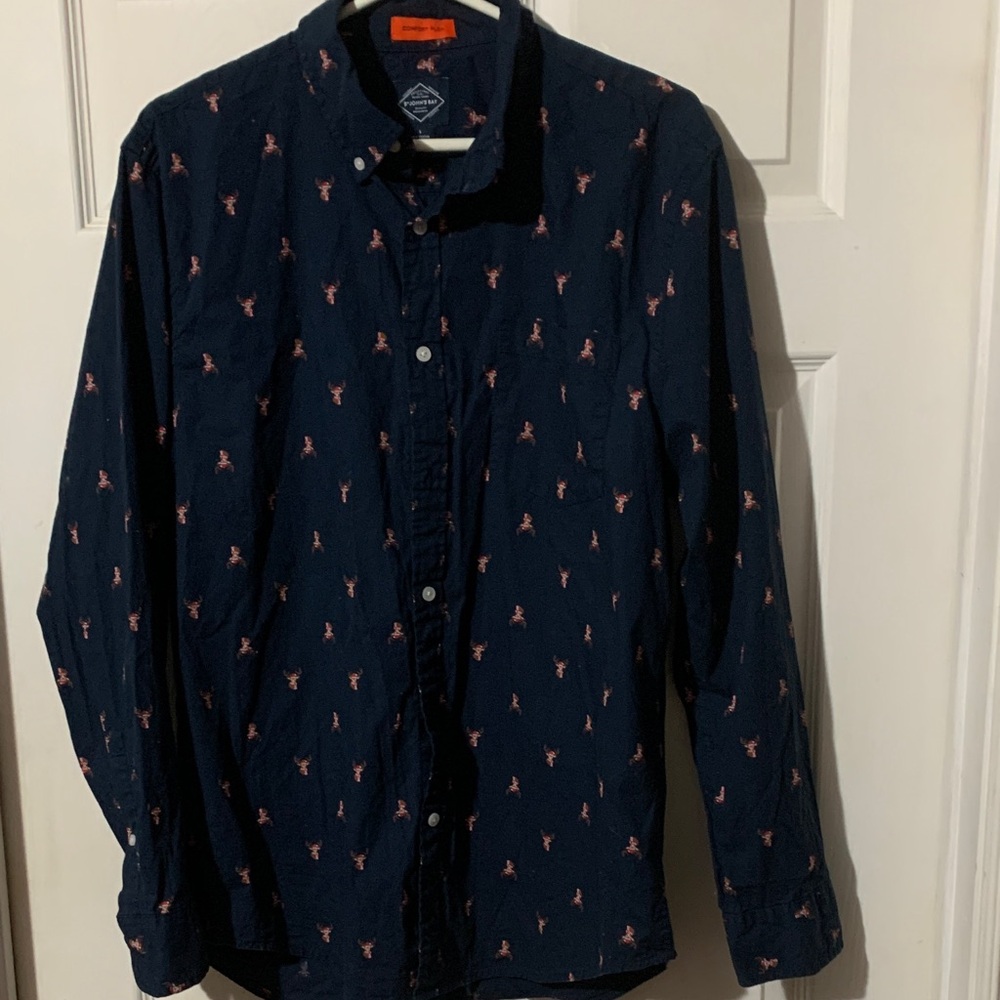 🎄🧣 Festive Deer St. John's Bay Dark Blue Shirt